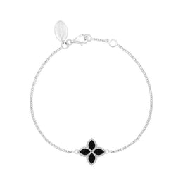 Sterling Silver Whitby Jet Bloom Flower Ball Edge Bracelet B1273