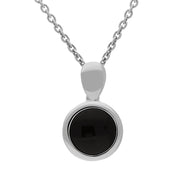 Sterling Silver Whitby Jet Bottle Top Round Necklace