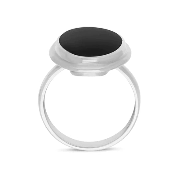 Sterling Silver Whitby Jet Domed Oval Ring
