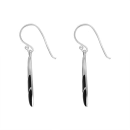Sterling Silver Whitby Jet Four Stone Slim Tear Drop Earrings E594_2