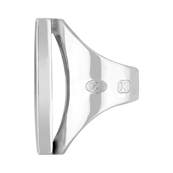 Sterling Silver Whitby Jet Hallmark Large Oblong Ring
