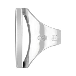 Sterling Silver Whitby Jet Hallmark Large Oblong Ring
