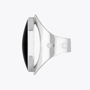 Sterling Silver Whitby Jet Hallmark Large Oval Ring