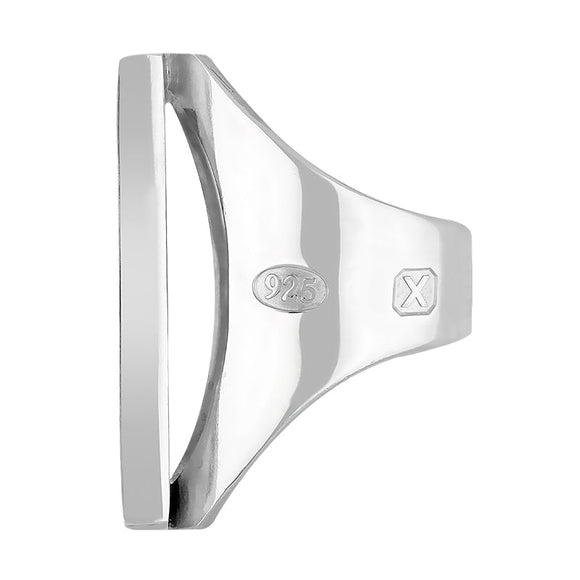 Sterling Silver Whitby Jet Hallmark Large Square Ring