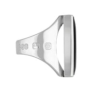 Sterling Silver Whitby Jet Hallmark Medium Square Ring