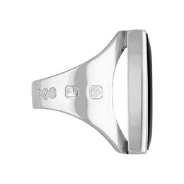 Sterling Silver Whitby Jet Hallmark Medium Square Ring