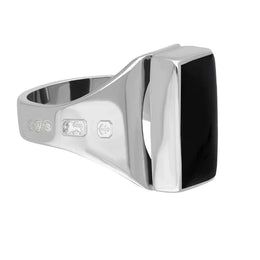 Sterling Silver Whitby Jet Hallmark Small Oblong Ring