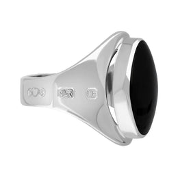 Sterling Silver Whitby Jet Hallmark Small Oval Ring