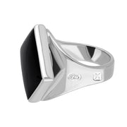Sterling Silver Whitby Jet Hallmark Small Rhombus Ring