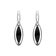 Sterling Silver Whitby Jet Marquise Open Edge Drop Earrings E1560