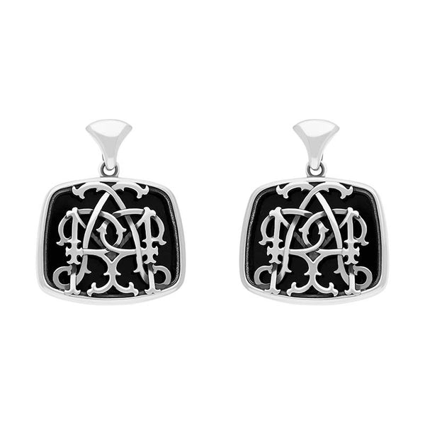 Sterling Silver Whitby Jet Mary Modena Drop Earrings, E1608
