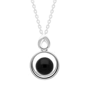 Sterling Silver Whitby Jet Oval Necklace P3672.