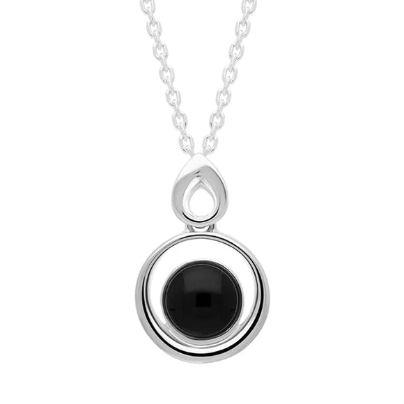 Sterling Silver Whitby Jet Oval Necklace P3672.
