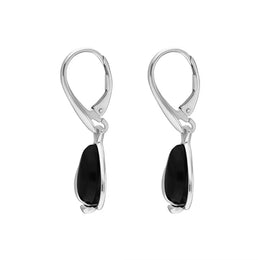 Sterling Silver Whitby Jet Open Side Pear Drop Earrings, E1654_3