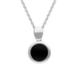 Sterling Silver Whitby Jet Round Open Back Necklace