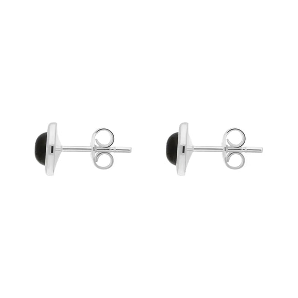 Sterling Silver Whitby Jet Round Stud Earrings, E987_2.