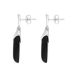 Sterling Silver Whitby Jet Slim Marquise Drop Earrings