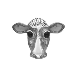 Sterling Silver Whitby Jet Small Cow Stick Pin M374