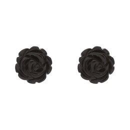 Sterling Silver Whitby Jet Tuberose 8mm Rose Stud Earrings. E2151_1