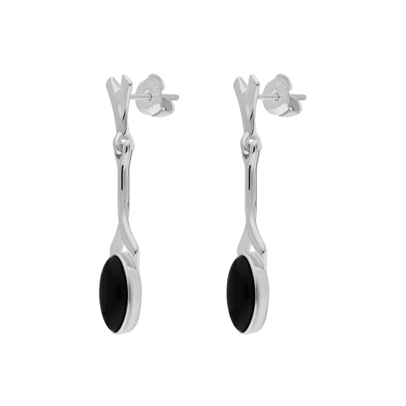 Sterling Silver Whitby Jet Twist Marquise Drop Earrings E1653_2