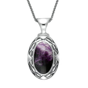 Sterling Silver Whitby Jet Celtic Oval Four Piece Set, S013 