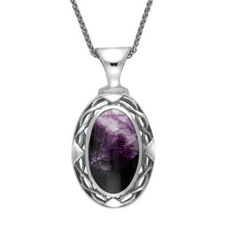 Sterling Silver Whitby Jet Celtic Oval Four Piece Set, S013 