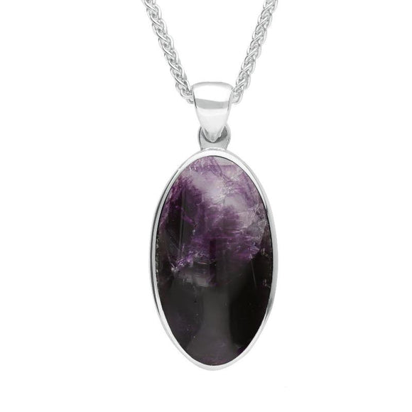 Sterling Silver Blue John Long Oval Four Piece Set, S017 