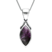 Sterling Silver Blue John Marquise Necklace, P388.