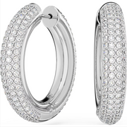 Swarovski Dextera Rhodium Plated White Crystal Hoop Earrings