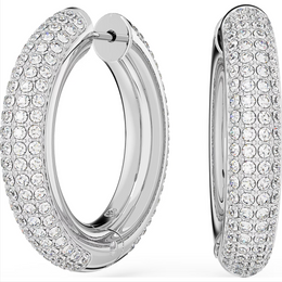 Swarovski Dextera Rhodium Plated White Crystal Hoop Earrings