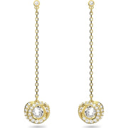 Swarovski Generation Yellow Gold Tone Plated Long White Crystal Drop Earrings, 5636514