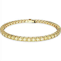Swarovski Matrix Rhodium Plated Round Yellow Crystal Tennis Bracelet, 5648933