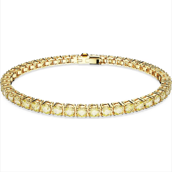 Swarovski Matrix Rhodium Plated Round Yellow Crystal Tennis Bracelet, 5648933