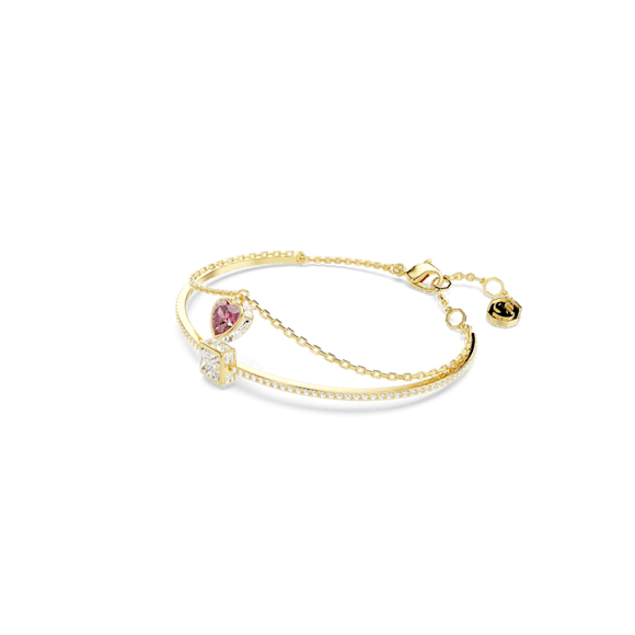 Swarovski Chroma Gold-Tone Plated Crystal Heart Bangle