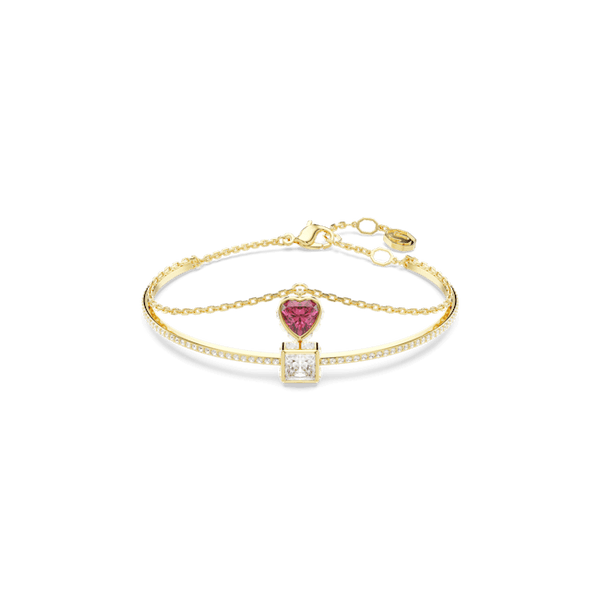 Swarovski Chroma Gold-Tone Plated Crystal Heart Bangle
