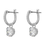 Swarovski Constella Rhodium Plated White Crystal Pave Drop Earrings, 5636717