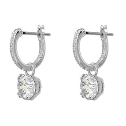 Swarovski Constella Rhodium Plated White Crystal Pave Drop Earrings, 5636717