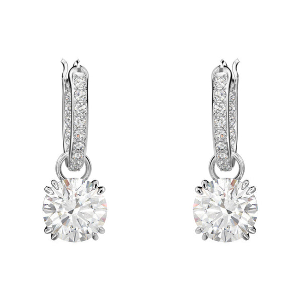 Swarovski Constella Rhodium Plated White Crystal Pave Drop Earrings, 5636717