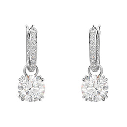 Swarovski Constella Rhodium Plated White Crystal Pave Drop Earrings, 5636717