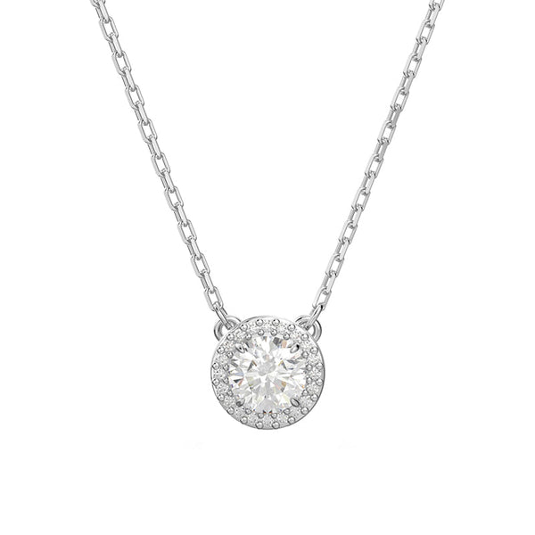 Swarovski Constella Rhodium Plated White Crystal Pave Round Pendant, 5636264