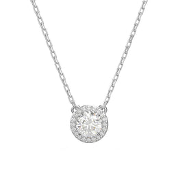 Swarovski Constella Rhodium Plated White Crystal Pave Round Pendant, 5636264