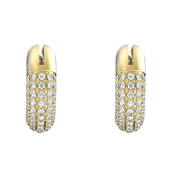 Swarovski Dextera Gold Tone Plated White Crystal Pave Hoop Earrings, 5636530