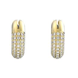 Swarovski Dextera Gold Tone Plated White Crystal Pave Hoop Earrings, 5636530