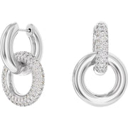 Swarovski Dextera Rhodium Plated White Crystal Interlocking Loop Earrings