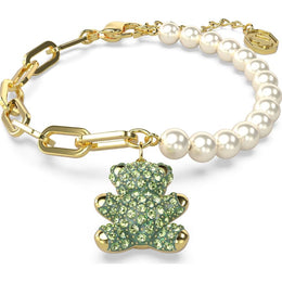 Swarovski Gold Tone Plated Green Teddy Bear Bracelet