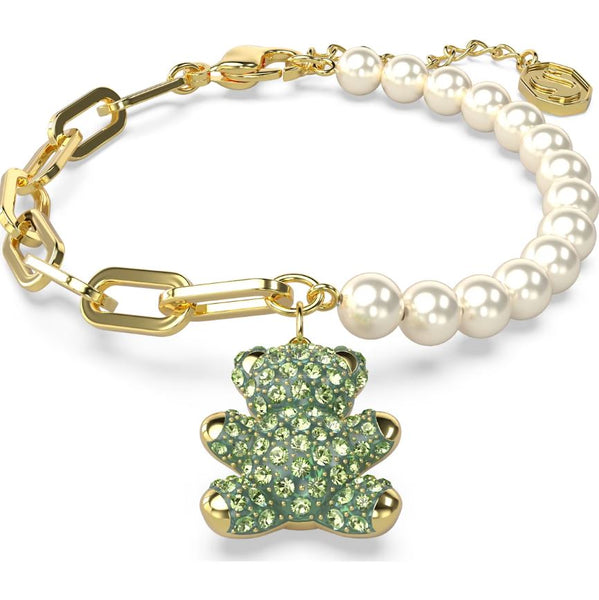 Swarovski Gold Tone Plated Green Teddy Bear Bracelet