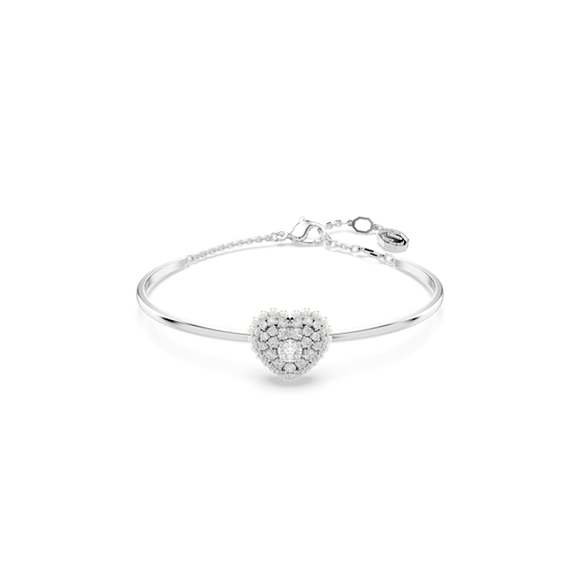 Swarovski Idyllia Rhodium Plated Crystal Heart Bangle D