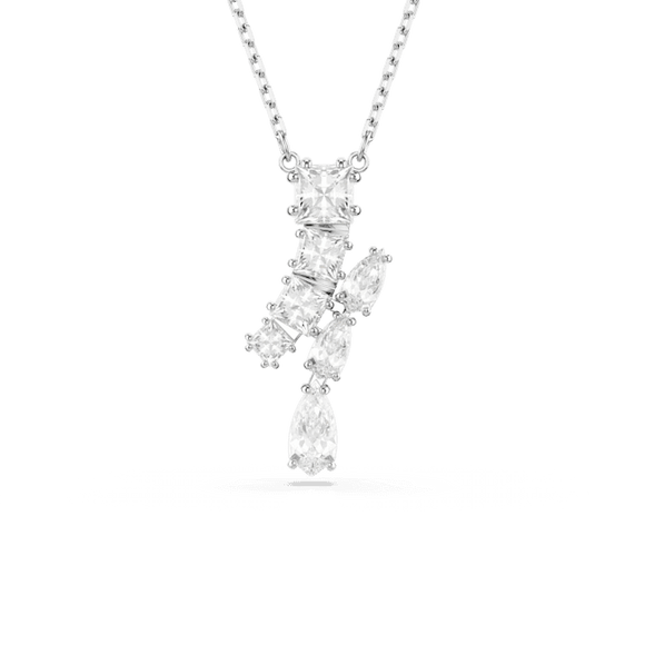 Swarovski Matrix Rhodium Plated Crystal Drop Necklace