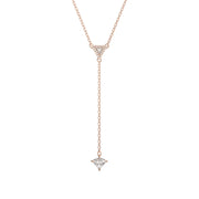 Swarovski Ortyx Rose Gold Tone Plated White Crystal Triangle Cut Y Necklace