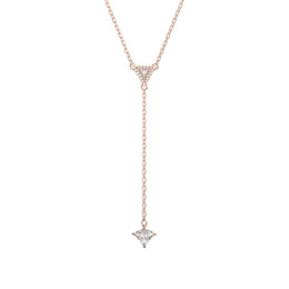 Swarovski Ortyx Rose Gold Tone Plated White Crystal Triangle Cut Y Necklace
